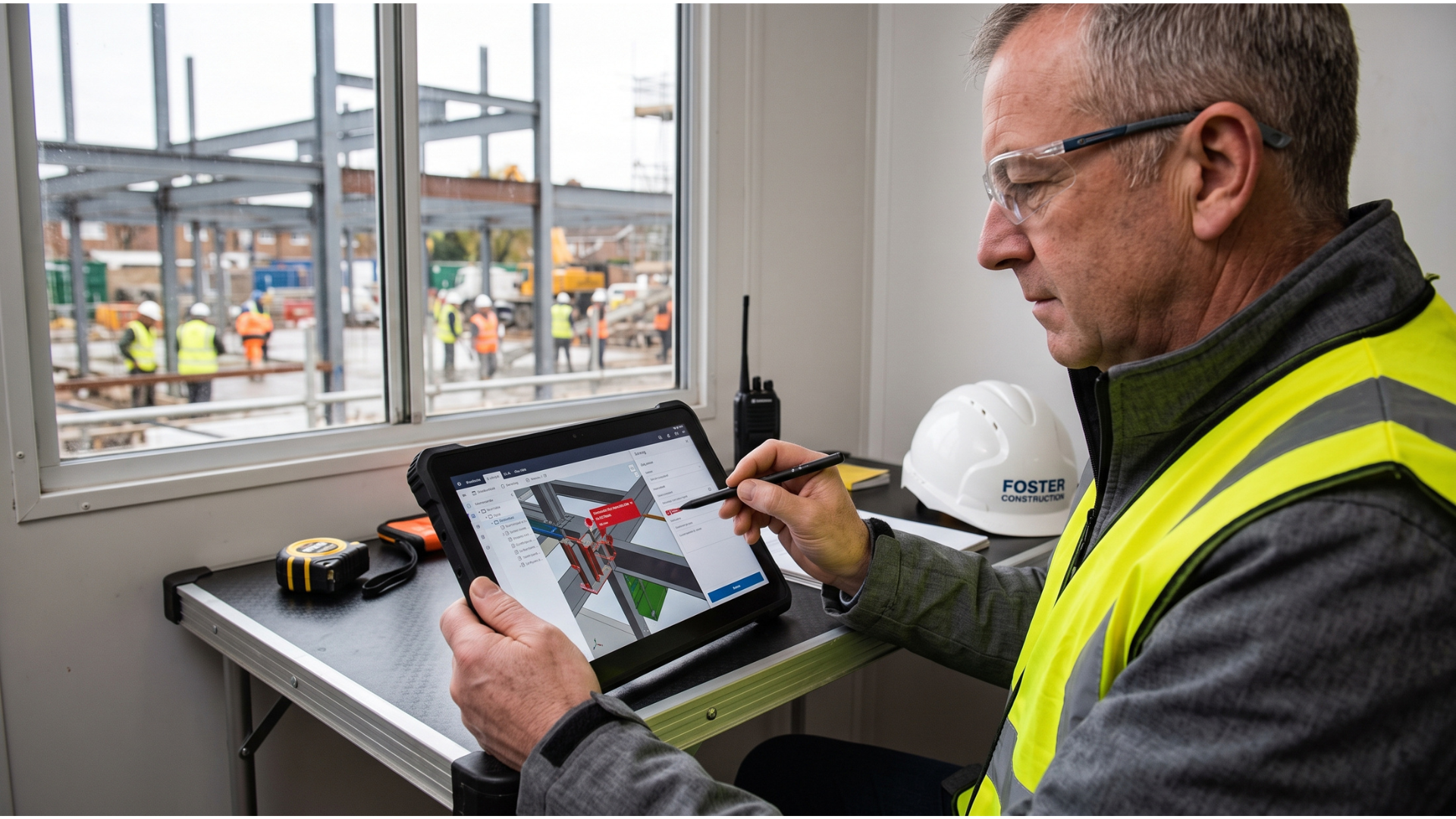cost of silence in construction Foreman flagging a structural discrepancy on a digital site tablet.